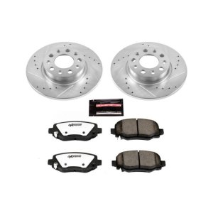 Fiat 500X Brake Kit - Rear - PowerStop - Drilled & Slotted Rotors + Carbon-Fiber Ceramic Pads - `16-`18