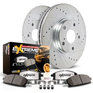 Fiat 500X Brake Kit - Rear - PowerStop - Drilled & Slotted Rotors + Carbon-Fiber Ceramic Pads - `16-`18