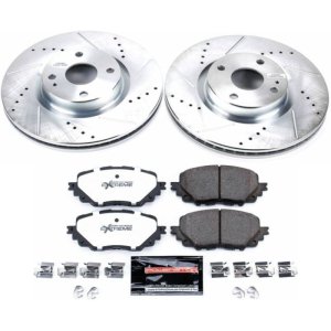 Fiat 124 Spider Brake Kit - Front - PowerStop - Drilled & Slotted Rotors + Carbon-Fiber Ceramic Pads - `17-`19