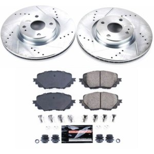 Fiat 124 Spider Brake Kit - Front - PowerStop - Drilled & Slotted Rotors + Carbon-Fiber Ceramic Pads - `17-`19
