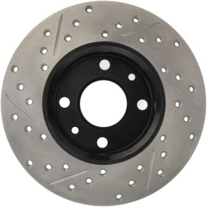 Fiat Panda Brake Rotors (2) - Front and Rear Left - Stoptech - Slotted & Drilled Sport - Black - `07-`12