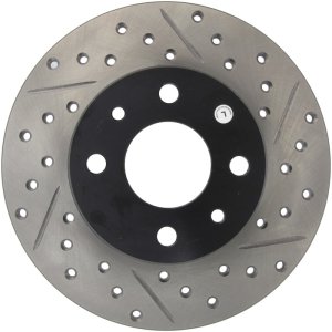 Fiat Panda Brake Rotors (2) - Front and Rear Left - Stoptech - Slotted & Drilled Sport - Black - `07-`12