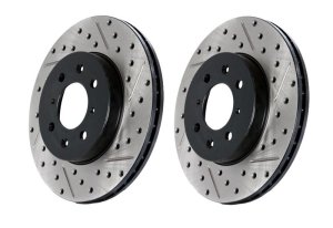 Fiat Panda Brake Rotors (2) - Front and Rear Left - Stoptech - Slotted & Drilled Sport - Black - `07-`12