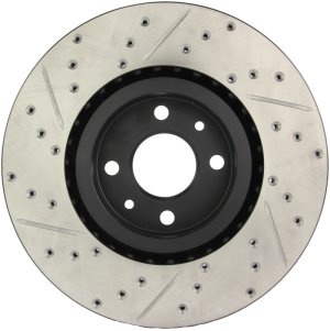 Fiat 500 Brake Rotors (1) - Front Left - Stoptech - Slotted & Drilled - Black - `12-`19