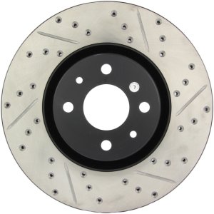 Fiat 500 Brake Rotors (1) - Front Left - Stoptech - Slotted & Drilled - Black - `12-`19