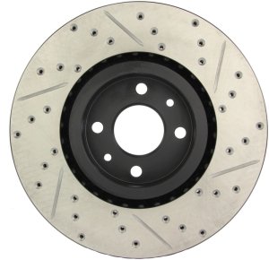 Fiat 500 Brake Rotors (1) - Front Right - Stoptech - Sport Drilled & Slotted - Black - `12-`19