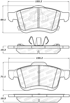 Fiat 500L Brake Pads - Front + Rear - Stoptech - Street - `14-`19
