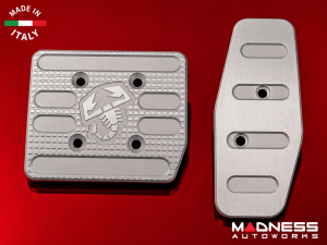 FIAT 500 Pedal Set + Footrest - Aluminum - Machined ABARTH + Scorpion Logos - Automatic