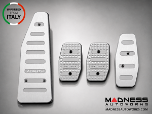FIAT 500 Pedal Set + Footrest - Aluminum - Machined ABARTH + Scorpion Logos - Manual