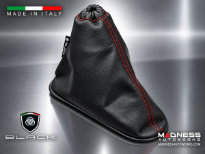 FIAT 500 eBrake Boot - Black Italy - Black Leather w/ Red Stitching
