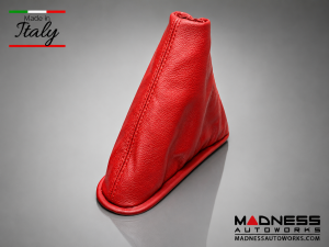 FIAT 500 eBrake Boot - Black Italy - Red Leather w/ Red Stitching 