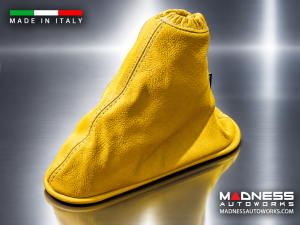 FIAT 500 eBrake Boot - Black Italy - Yellow Leather w/ White Stitching
