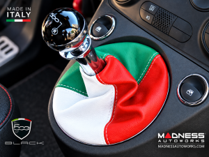 FIAT 500 Gear Shift Boot - Italian Colors Leather w/ 500 Logo