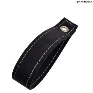 FIAT 500 Trunk Handle / Pull Strap - Black Italy - Black Alcantara w/ White Stitch