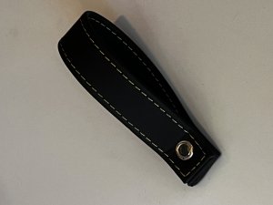 FIAT 500 Trunk Handle / Pull Strap - Black Italy - Black Leather w/ Yellow Stitch FIAT 500 Trunk Handle / Pull Strap - Black Italy - Black Leather w/ Yellow Stitch