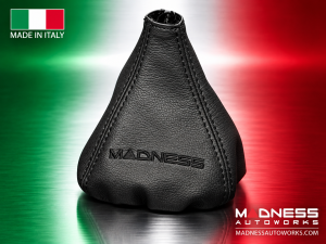 FIAT 500 Gear Shift Boot - Black Italy - Black Leather w/ Black Stitching & MADNESS Logo
