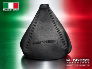 FIAT 500 Gear Shift Boot - Black Italy - Black Leather w/ Black Stitching & MADNESS Logo