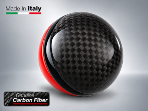 FIAT 500 Gear Shift Knob - Black Italy - Carbon Fiber Top/ Red Base