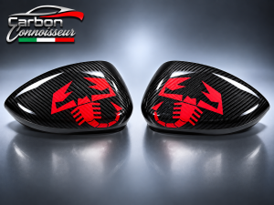 FIAT 500 Mirror Covers - Carbon Fiber - Red Scorpion - Carbon Connoisseur