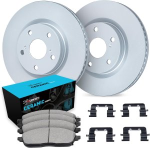 Fiat 500X Brake Pads + Rotors - Front - DFC - Plain Rotors + Ceramic Pads - Carbon - `15-`23