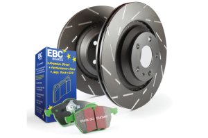 Fiat 500 Brake Pads + Rotors - Front - EBC - USR Slotted + Greenstuff 2000 Pads 