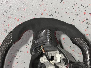 FIAT 124 Custom Steering Wheel - Carbon Fiber - Flat Top/ Flat Bottom w/ Italian Stripe - Perforated Leather