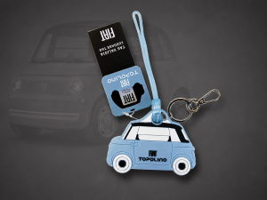 FIAT Topolino Keychain - Keychain/ Luggage Tag - Silicone - Light Blue