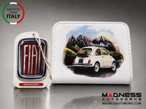 Wallet - Zippered - Classic White Fiat 500