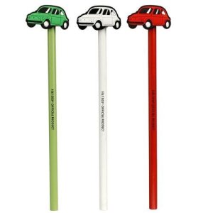 Classic Fiat 500 Pencil Set w/ Pencil Toppers - 3 piece set