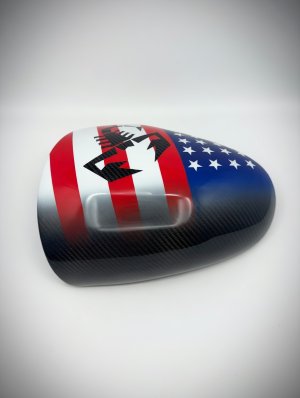 FIAT 500 Instrument Cover - Carbon Fiber - American Flag w/ Black Scorpion FIAT 500 Instrument Cover - Carbon Fiber - American Flag w/ Black Scorpion