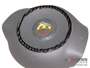 FIAT 500 Steering Wheel Center Trim - Large Ring Trim - Carbon Fiber