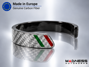 Carbon Fiber Bracelet - Italian Flag Racing Stripe Design - Silver Carbon 