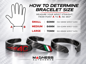 Carbon Fiber Bracelet - Italian Flag Racing Stripe Design - Silver Carbon 