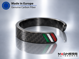 Carbon Fiber Bracelet - Italian Flag Racing Stripe Design 