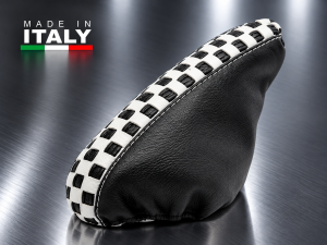 FIAT 500 eBrake Boot - Black Italy - Black Leather w/ White Checker Design 