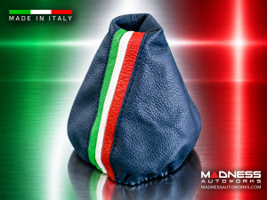 FIAT 500 Gear Shift Boot - Blue Leather w/ Italian Stripes