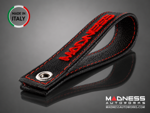 FIAT 500 Trunk Handle / Pull Strap - Black Italy - Black w/ Red MADNESS Logo