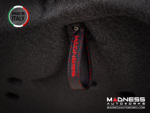 FIAT 500 Trunk Handle / Pull Strap - Black Italy - Black w/ Red MADNESS Logo