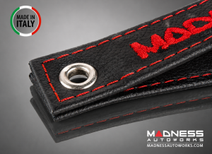 FIAT 500 Trunk Handle / Pull Strap - Black Italy - Black w/ Red MADNESS Logo