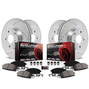 Fiat 500X Brake Kit - Front + Rear - PowerStop - Z23 Evolution Sport Drilled & Slotted Rotors + Carbon-Fiber Ceramic Pads 