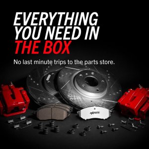 Fiat 500X Brake Kit - Front + Rear - PowerStop - Drilled & Slotted Rotors + Carbon-Fiber Ceramic Pads + Powder Coated Calipers - Red