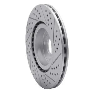 FIAT 500 Brake Rotor (1) - Front Right - R1 Concepts - GEO - Carbon Drilled + Slotted Rotor