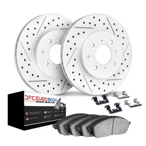 Fiat 500 Brake Kit - Front - R1 Concepts - Drill/Slot Geoperformance Rotors + Euro 5000 Ceramic Pads - `12-`19