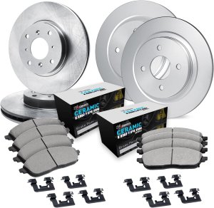 Fiat 500 Brake Kit - Front + Rear - R1 Concepts - eLINE Series Blank Rotors + Euro Ceramic Pads - `12-`19