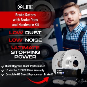 Fiat 500 Brake Kit - Front + Rear - R1 Concepts - eLINE Series Blank Rotors + Euro Ceramic Pads - `12-`19