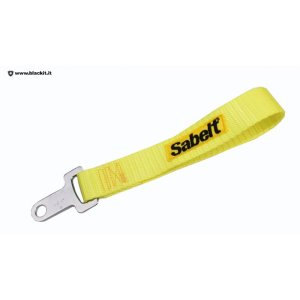 FIAT 500 Trunk Handle / Pull Strap - Sabelt - Yellow w/ Black Sabelt Logo