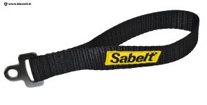 FIAT 500 Trunk Handle / Pull Strap - Sabelt - Black w/ Yellow Sabelt Logo