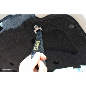 FIAT 500 Trunk Handle / Pull Strap - Sabelt - Black w/ Yellow Sabelt Logo