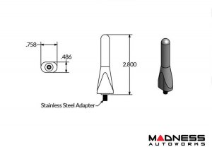 FIAT 500 Oval Base Black Stubby Antenna (2012-2019) 