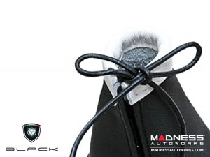 FIAT 500 Gear Shift Boot - Black Italy - Black & White Leather - Tuxedo Design w/ Italian Flag
